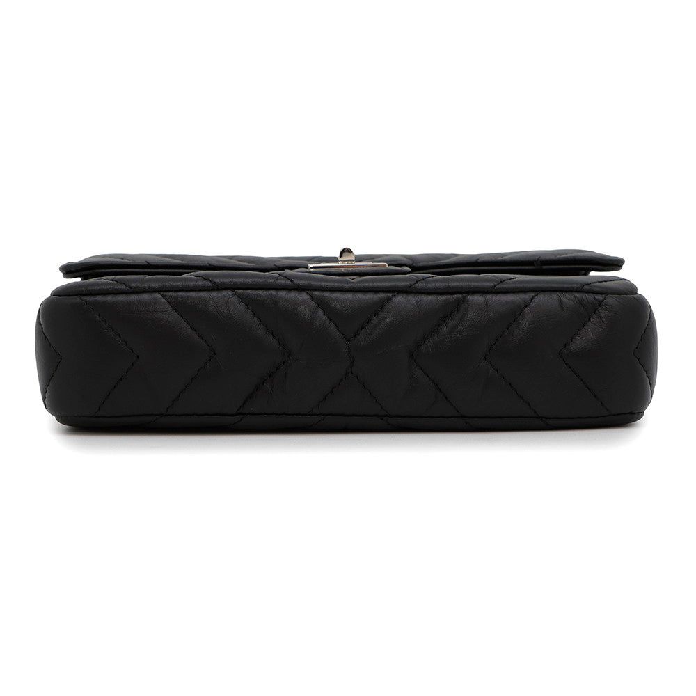 Chanel Chevron 2.55 ChainShoulderPouch BlackAP2215 Lambskin Shoulder Bag