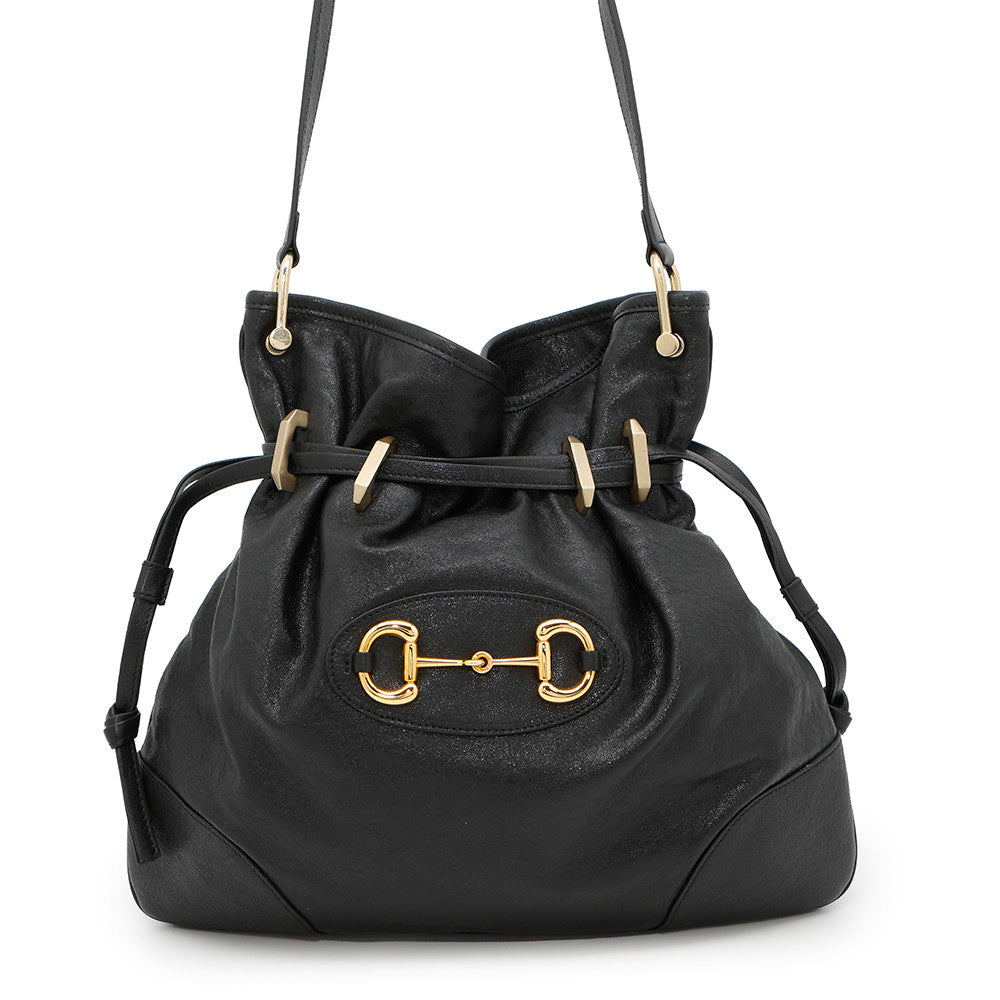 Gucci Horsebit1955 Drawstring Black602089 Leather Jewelry