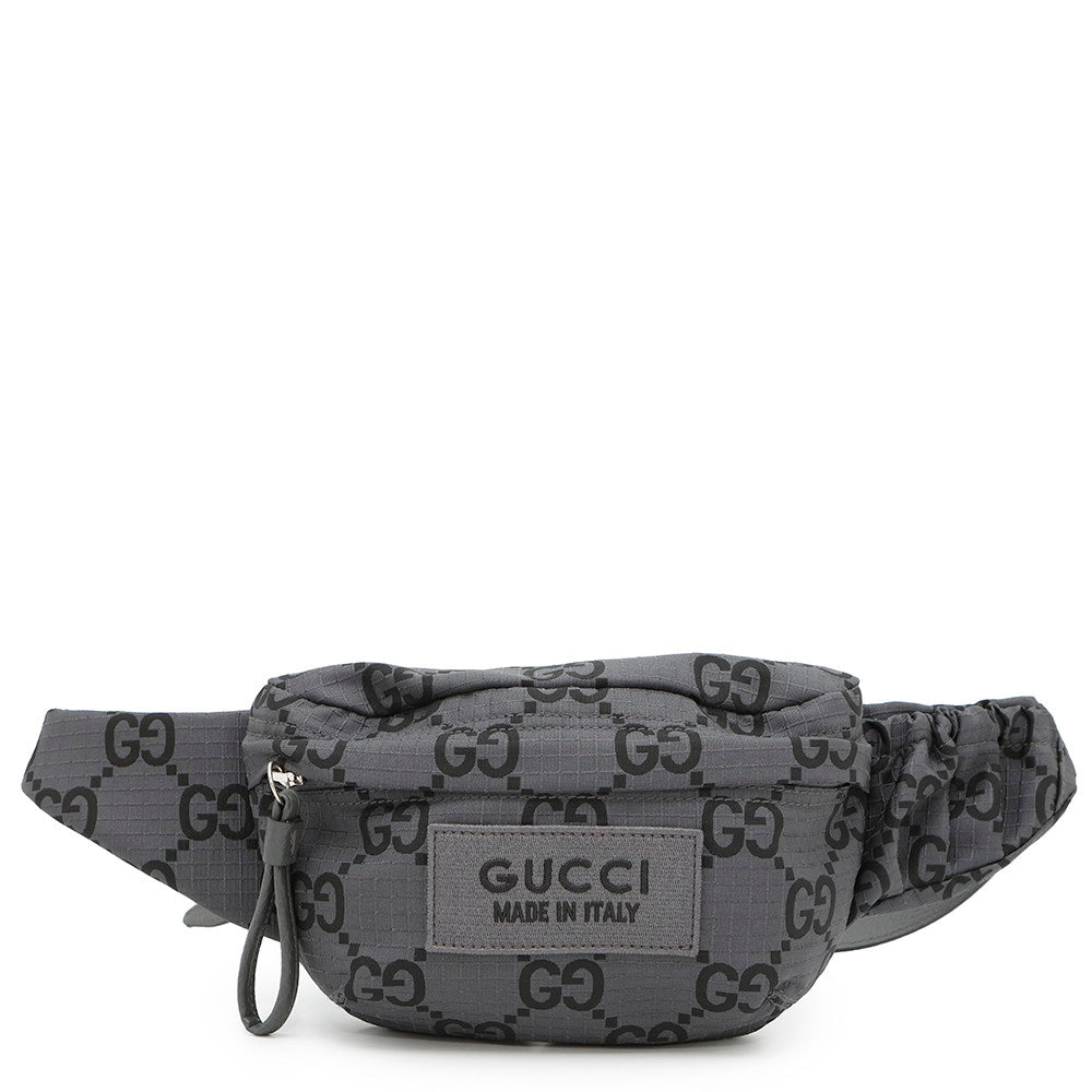 Gucci GG Recycled Polyester Black767934 Eco-friendly Gray Belt