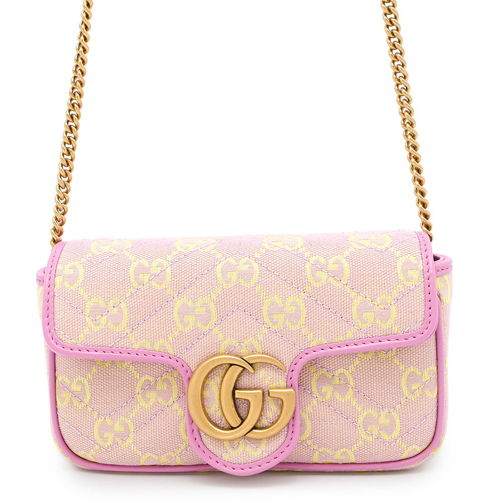 Gucci Super Chainshoulder Bag Yellow783141 Canvas Pink