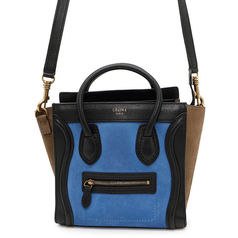 Luggage Shopper Blue Beige Size Nano Handbag Leather Suede Travel Bag