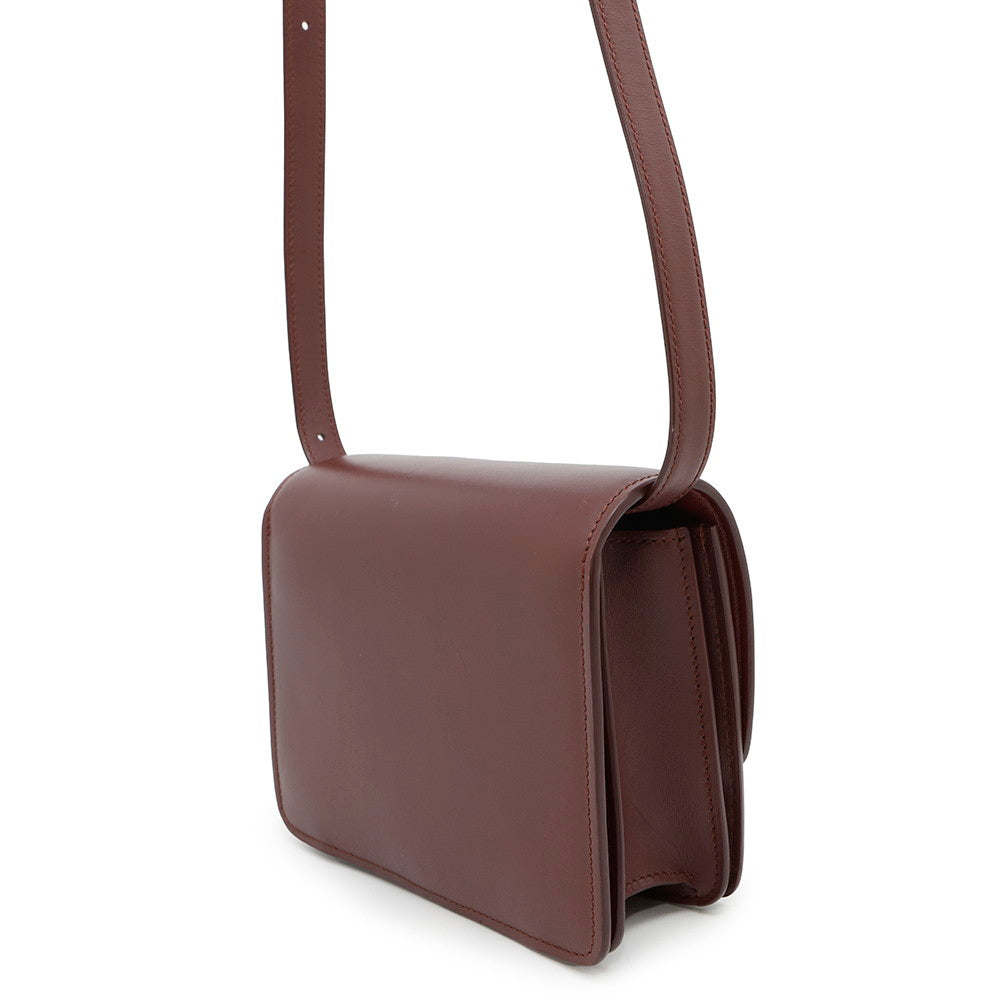 Classic Box Shoulder Bag Bordeaux Size Leather Small
