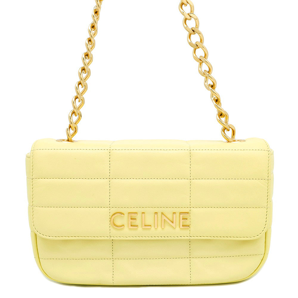 Mono Chrome Shoulder Bag Yellow Leather Chain