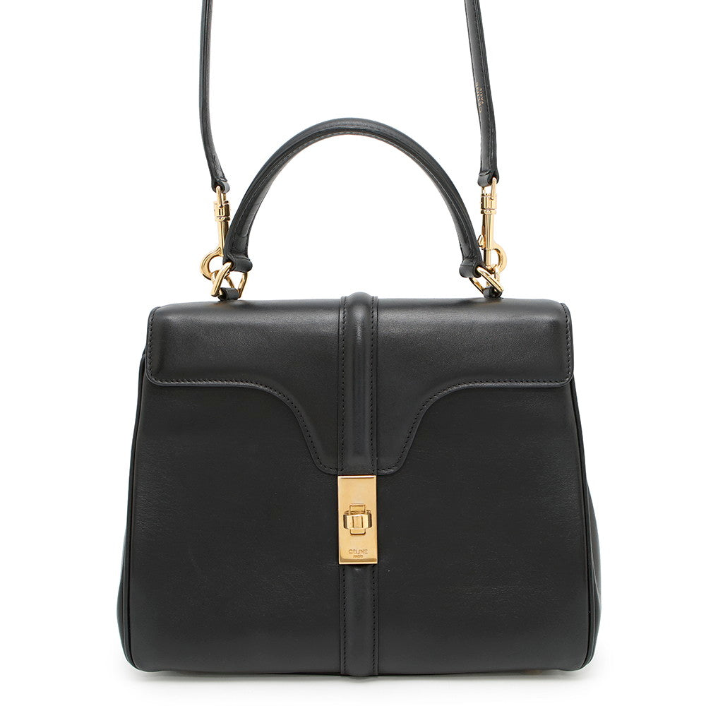 Way Handbag Calf Size Leather Black Travel Bag