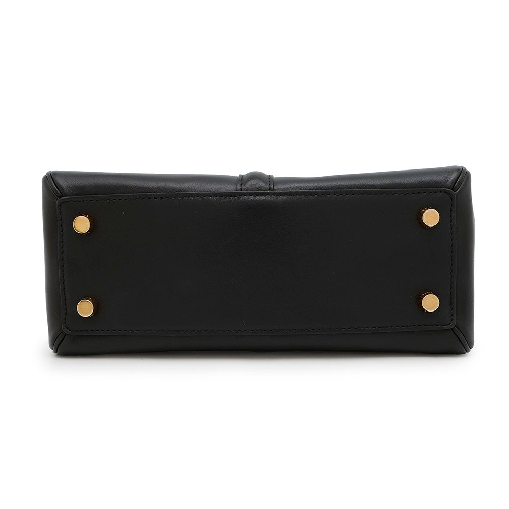 Way Handbag Calf Size Leather Black Travel Bag