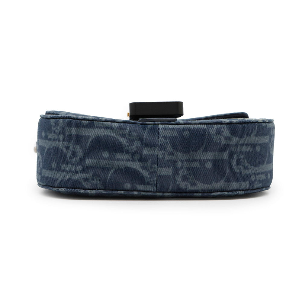 Dior Oblique Tears Saddle Messenger Bag Navy Adca Leather Canvas Travel Bag