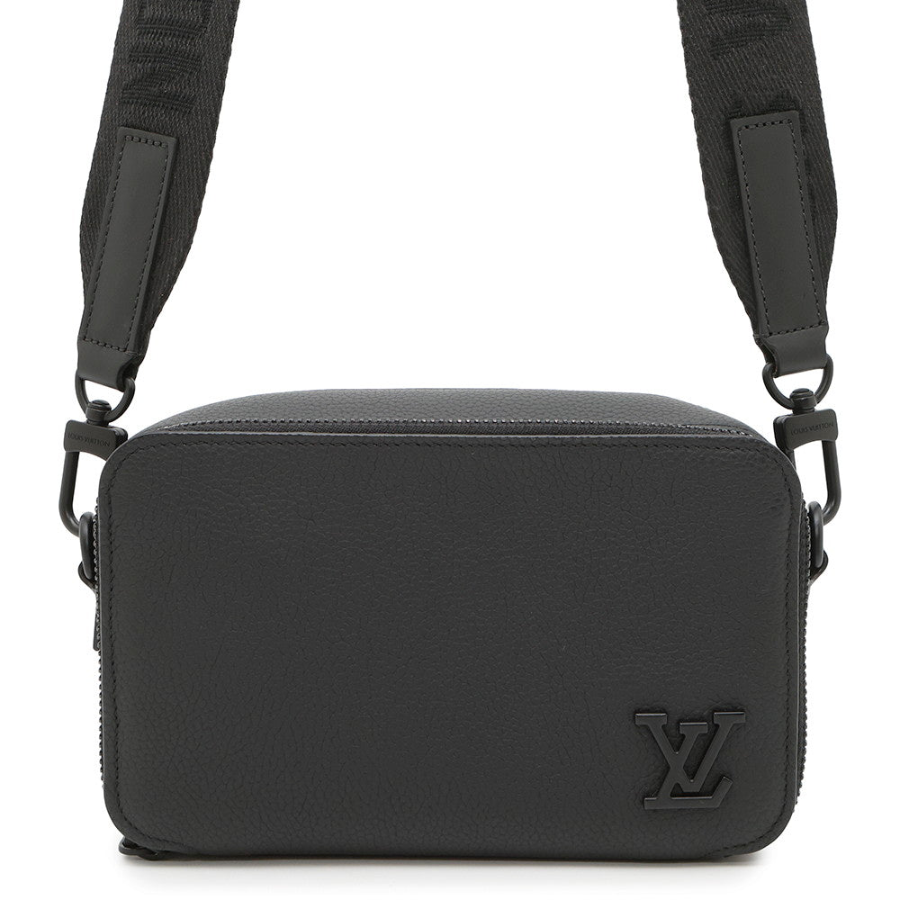 Louis Vuitton Alpha Wearable NoirM59161 Grained Aerogram Leather Calf Wallet Case