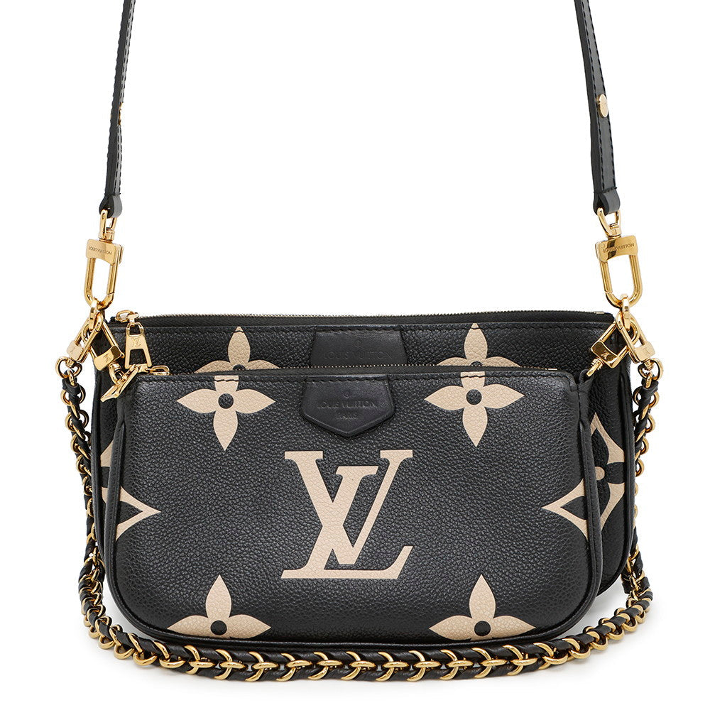 Louis Vuitton Multi Pochette Accessoires BeigeM45777 Bicolor Monogram Empreinte Leather Noir Clutch Bag