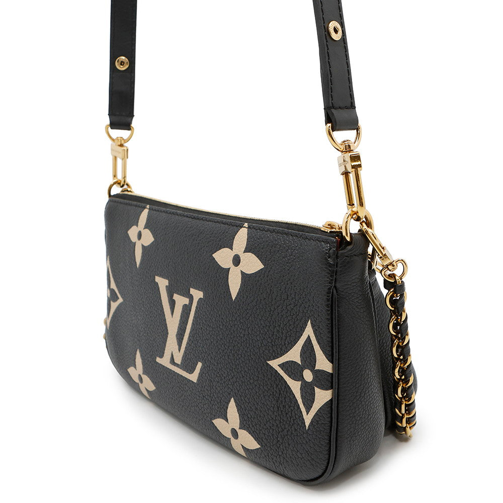 Louis Vuitton Multi Pochette Accessoires BeigeM45777 Bicolor Monogram Empreinte Leather Noir Clutch Bag
