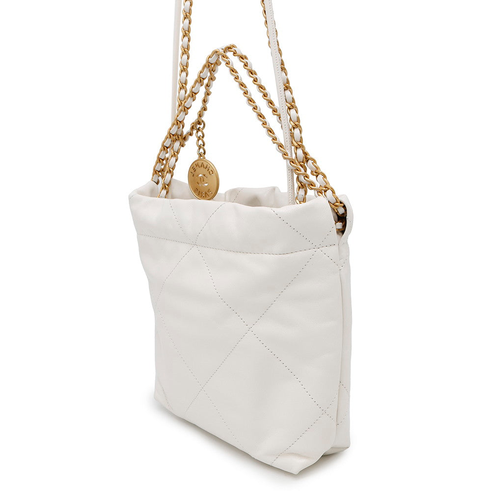 Chanel CHANEL22 ChainShoulder WhiteAS3980 Shiny Calf Leather Shoulder Bag
