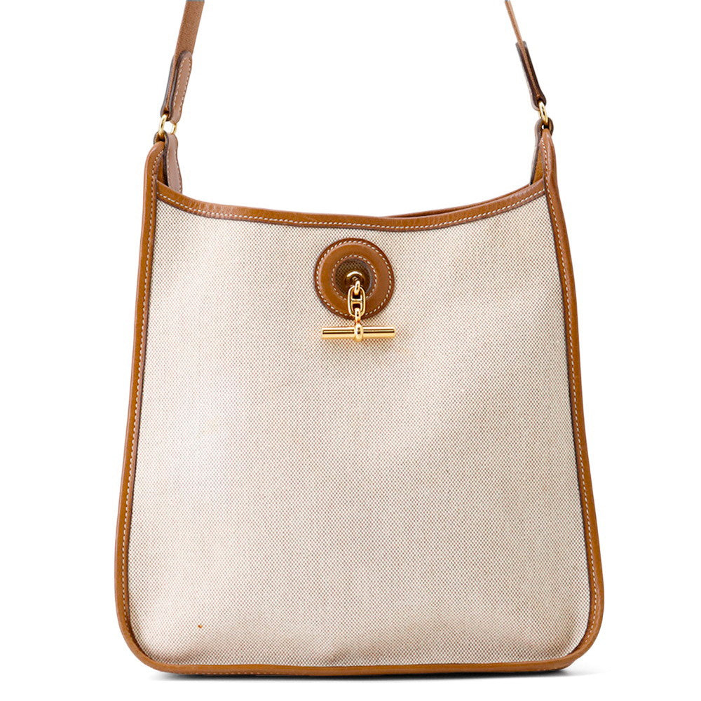 Vespa Toile H Handbag Leather Gold Travel Bag