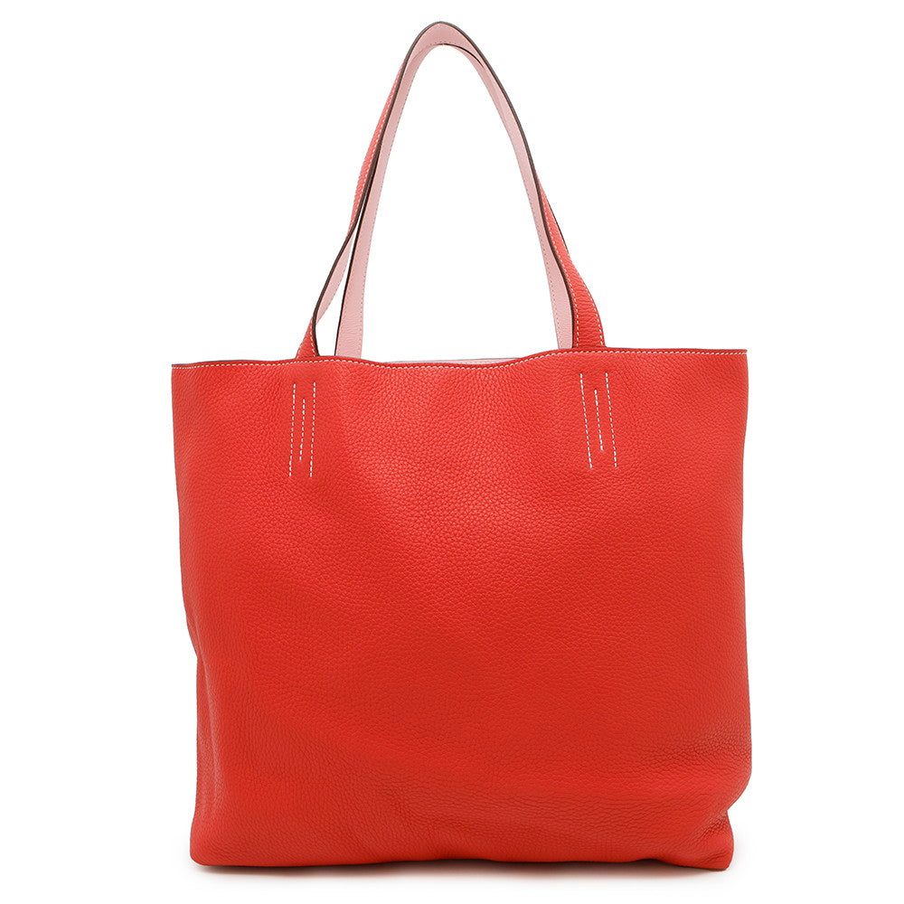 Double Sense Rouge Pivoine Rose Sakura Taurillon Leather Travel Bag