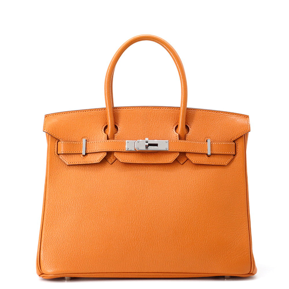 Birkin Orange Chevre Myzore Goatskin Size Handbag Travel Bag