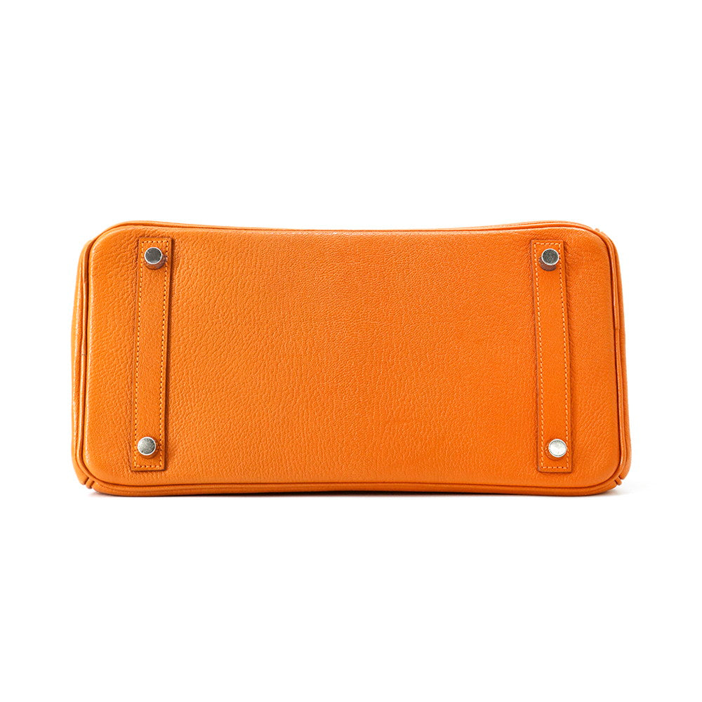 Birkin Orange Chevre Myzore Goatskin Size Handbag Travel Bag