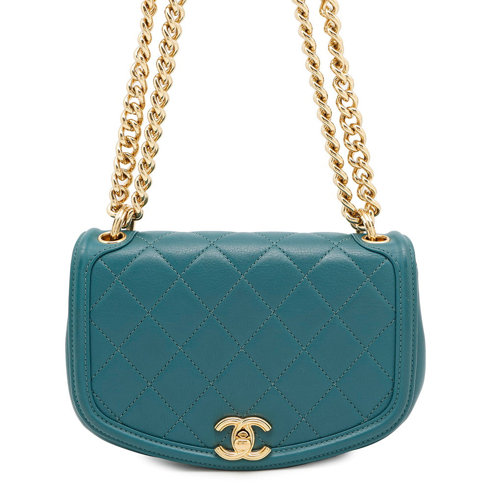 Chanel Matelasse Green Leather Shoulder Bag