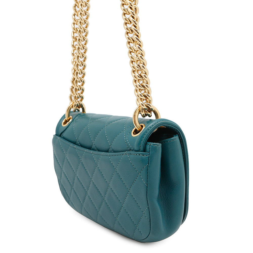 Chanel Matelasse Green Leather Shoulder Bag