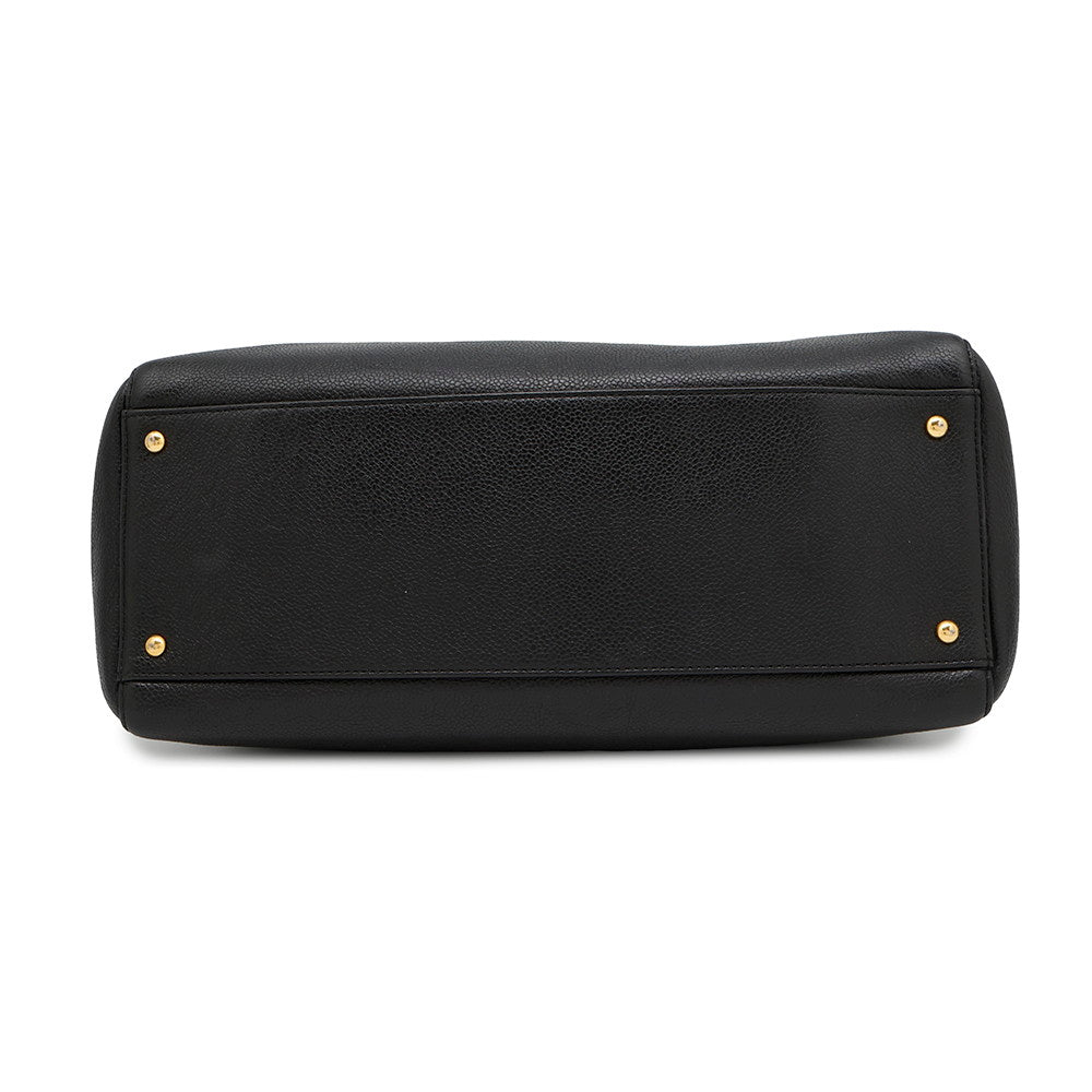 Chanel CC Logo Caviar Black Leather Travel Bag