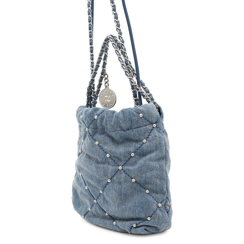 Chanel CHANEL22 ChainShoulder BlueAS3980 Denim Shoulder Bag