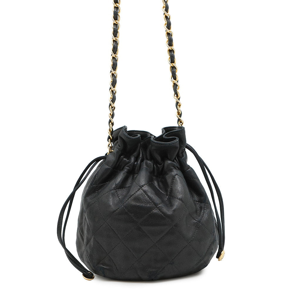 Chanel ChainDrawstring BagBag Lambskin Black Jewelry