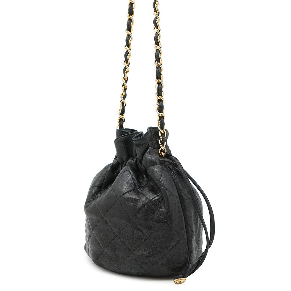 Chanel ChainDrawstring BagBag Lambskin Black Jewelry
