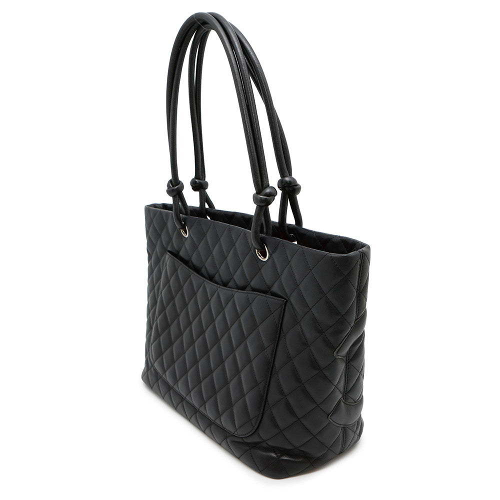 Chanel Cambon line BlackA25169 Lambskin Tote Bag