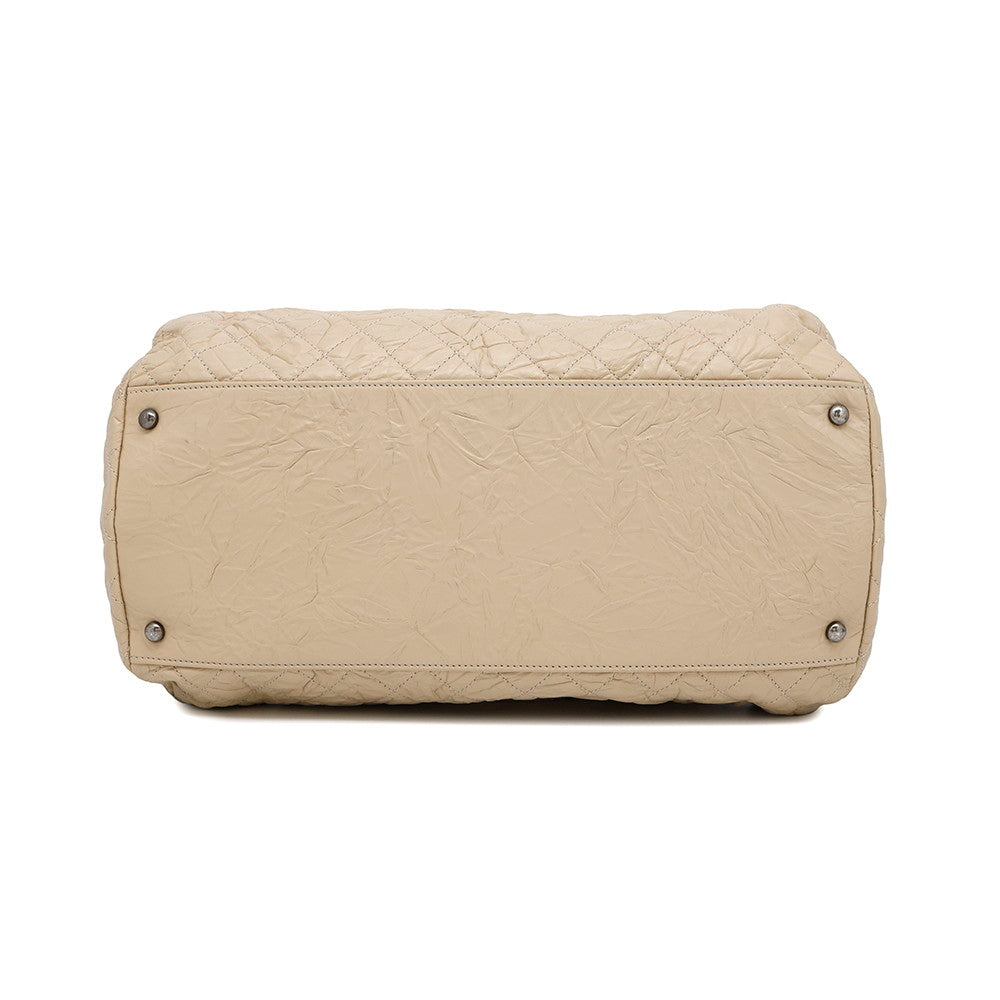Chanel CC Logo Beige Leather Travel Bag