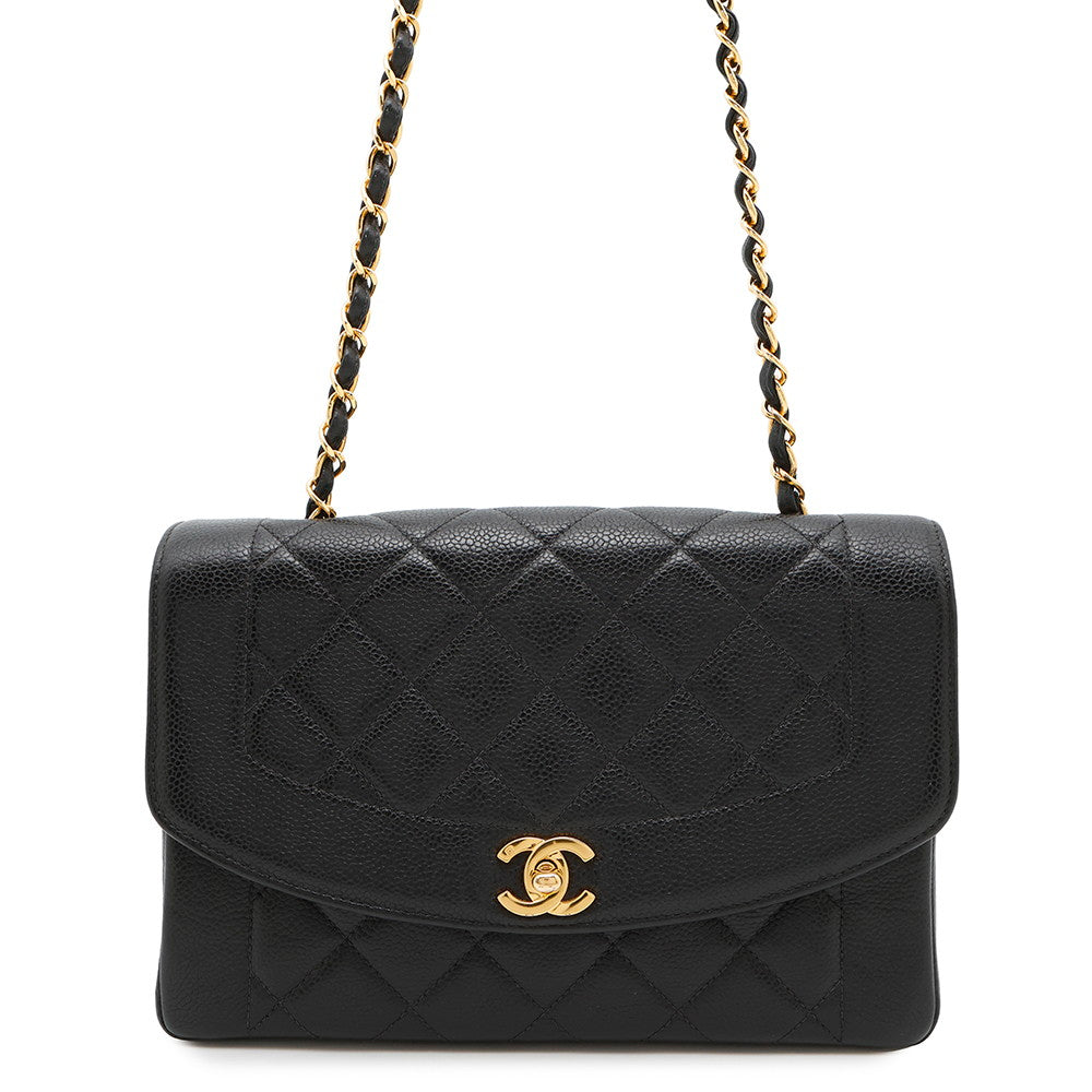 Chanel Diana ChainShoulder BlackA01165 Caviar Leather Shoulder Bag