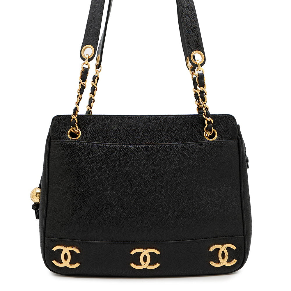 Chanel BlackA03675 Caviar Leather Tote Bag