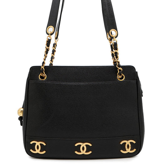 Chanel BlackA03675 Caviar Leather Tote Bag