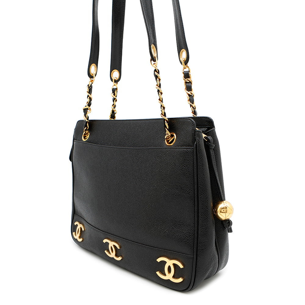 Chanel BlackA03675 Caviar Leather Tote Bag