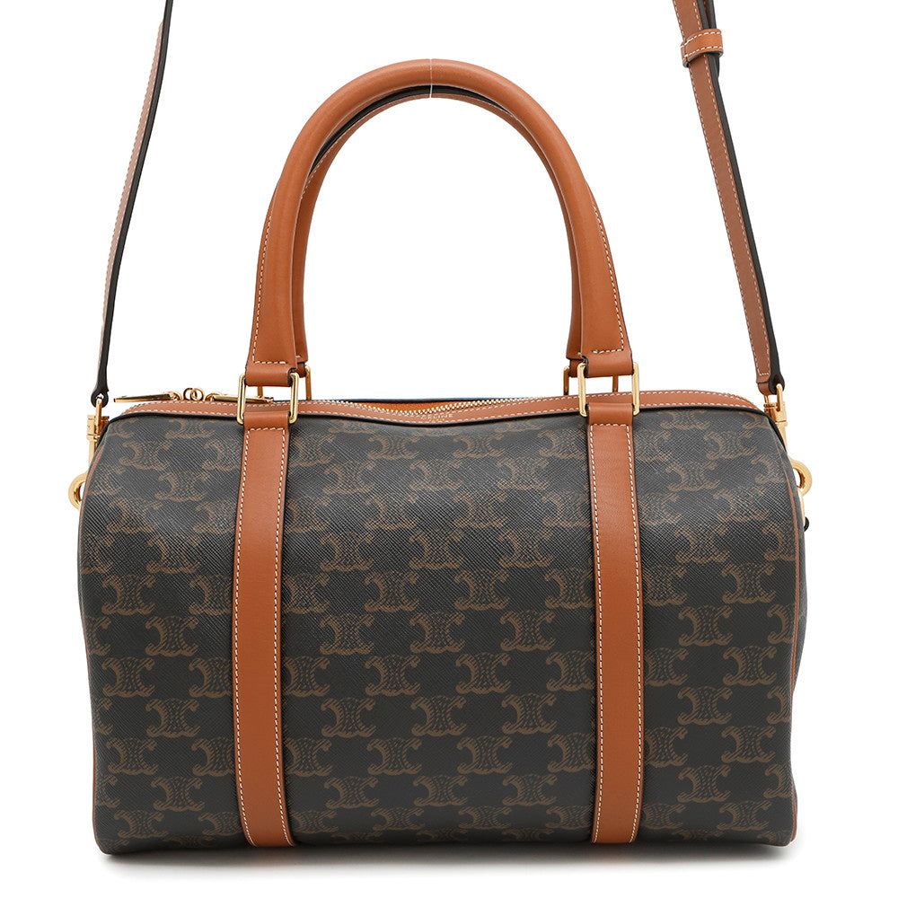 Triomphe Way Boston Bag Pvc Size Leather Tan Travel Bag