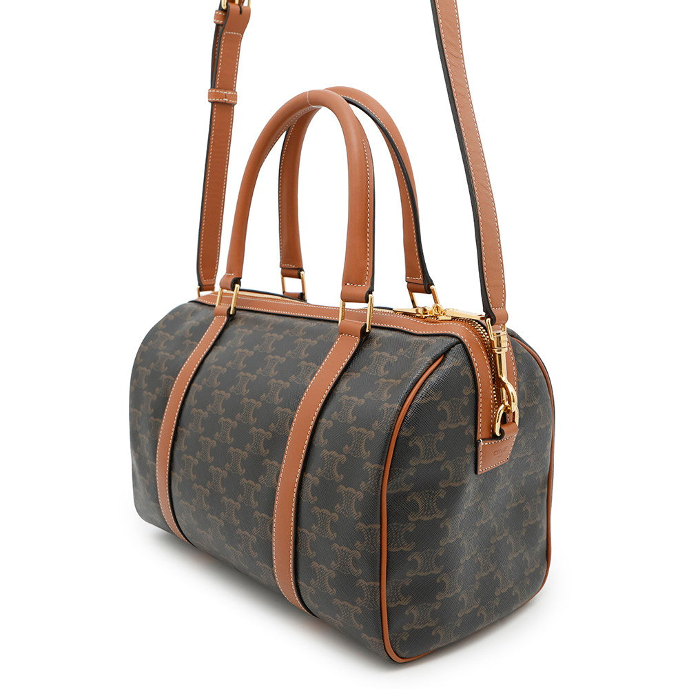 Triomphe Way Boston Bag Pvc Size Leather Tan Travel Bag