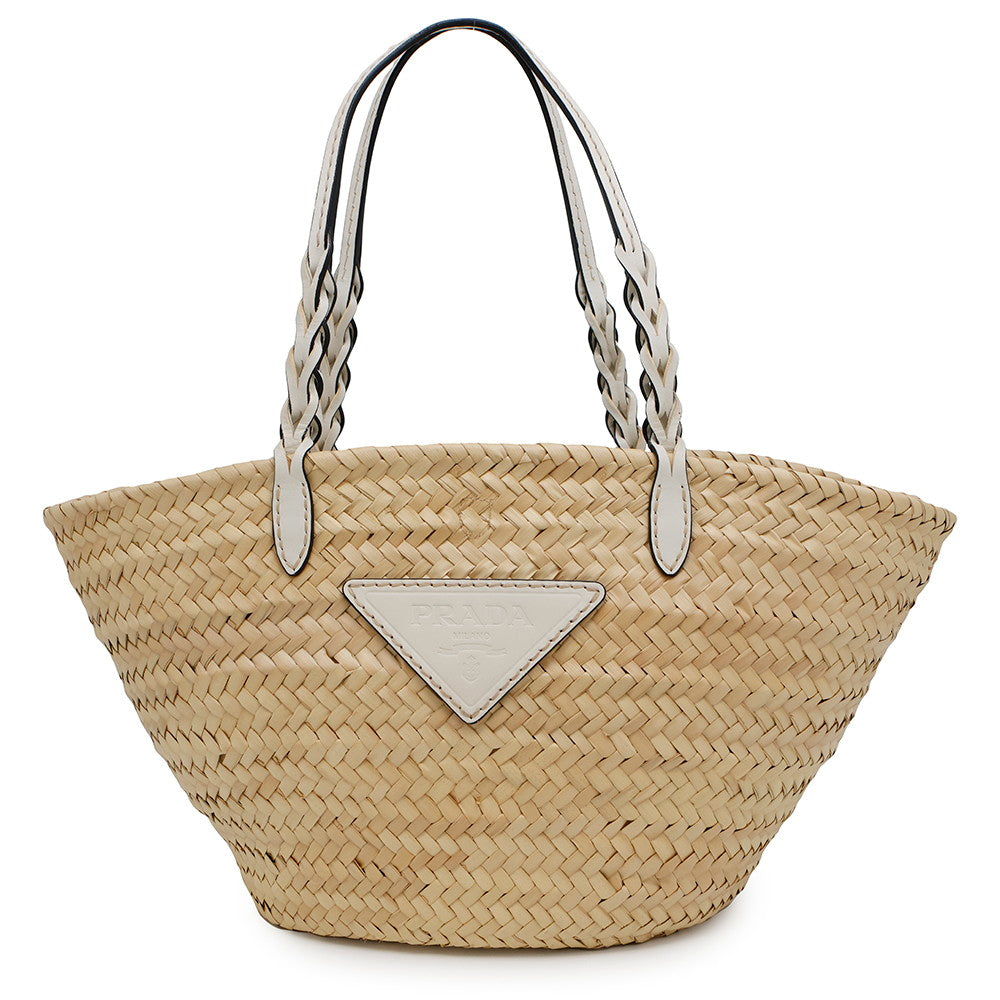 Palm Basket Bag Natural Bg Straw Leather Woven Travel Bag
