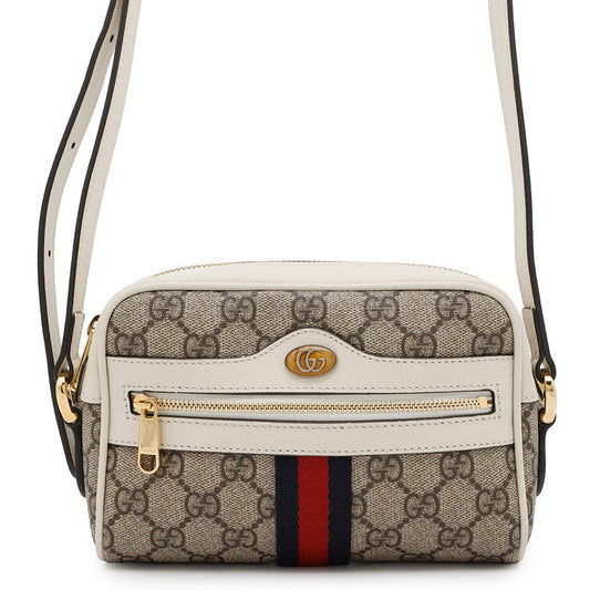 Gucci Ophidia GG Supreme White517350 PVC Leather Beige Mini Shoulder Bag