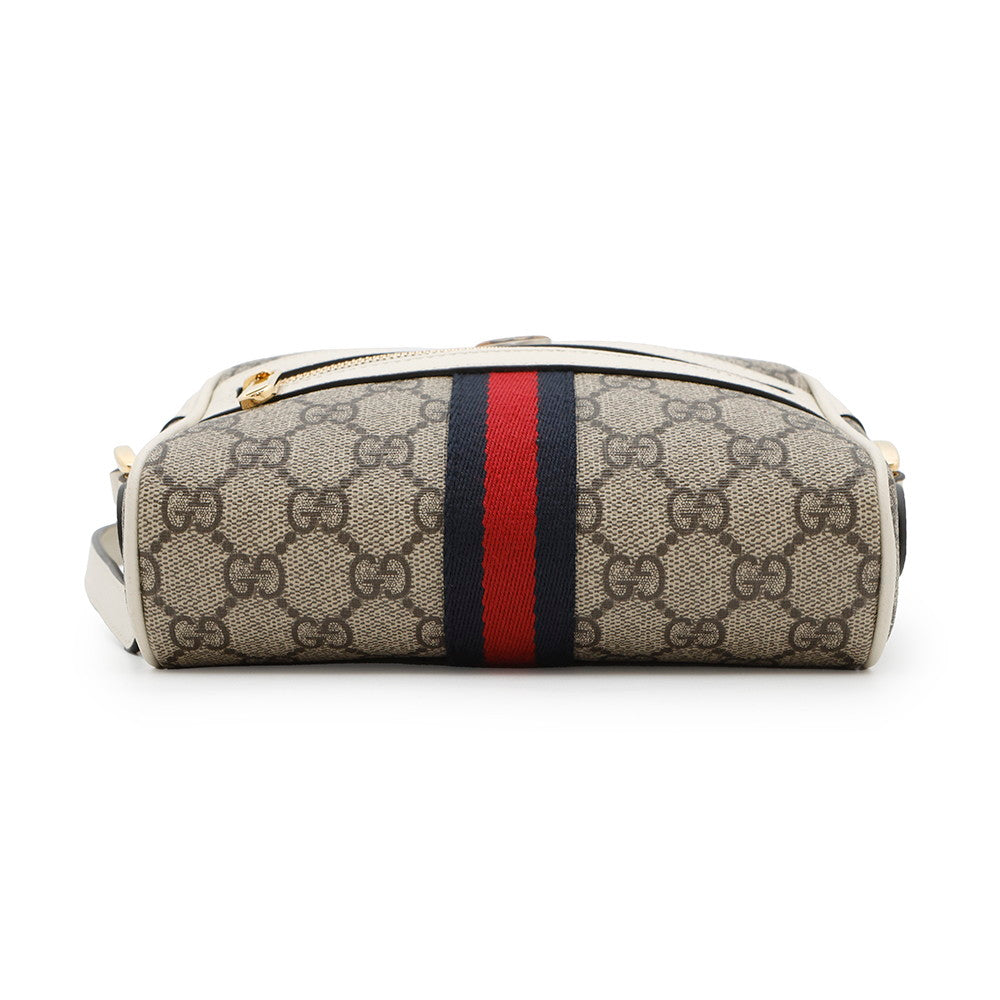 Gucci Ophidia GG Supreme White517350 PVC Leather Beige Mini Shoulder Bag