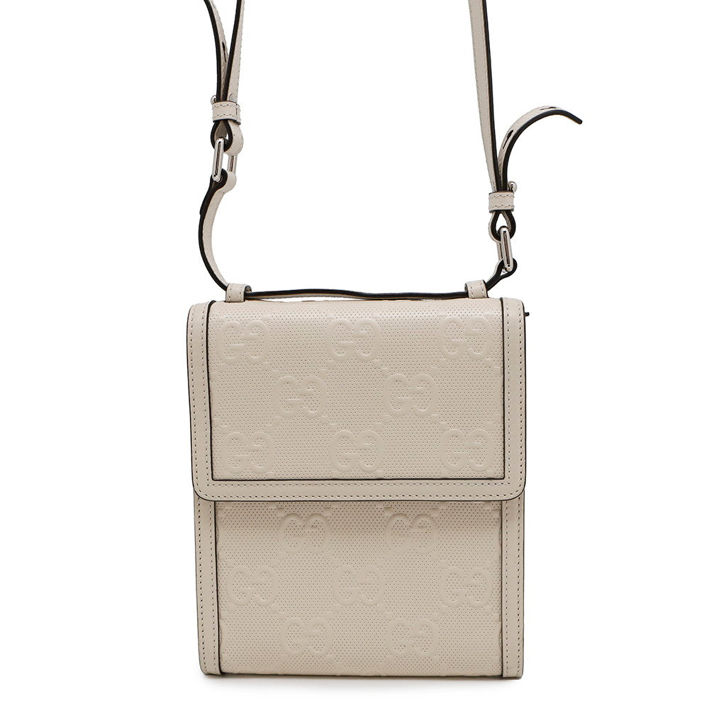 Gucci GG-embossed messenger White625782 Leather Travel Bag