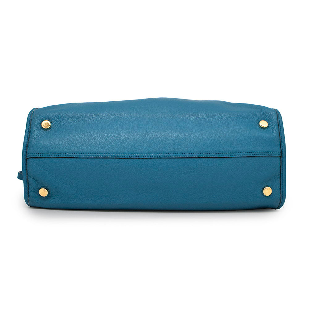 Gucci Logo Tote Bag Light Blue674837 Leather