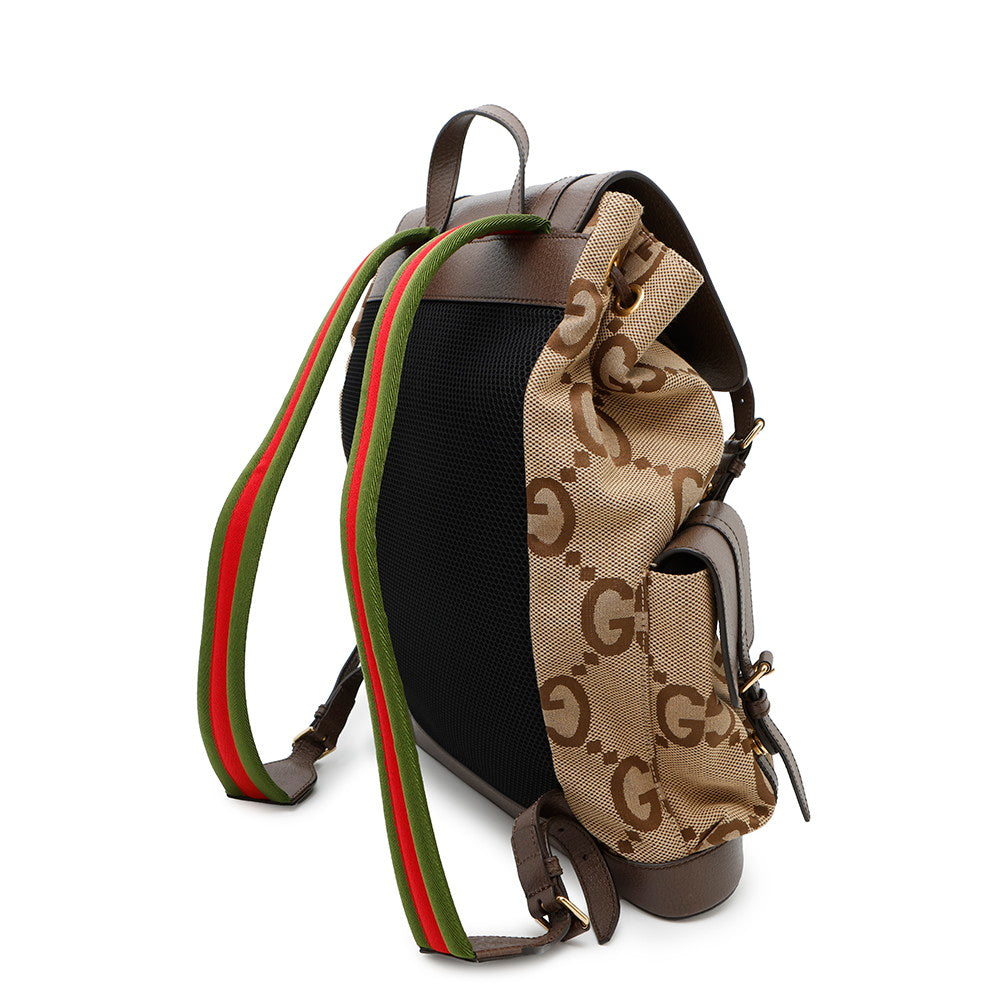 Gucci Jumbo Backpack Beige Brown678829 Leather Canvas