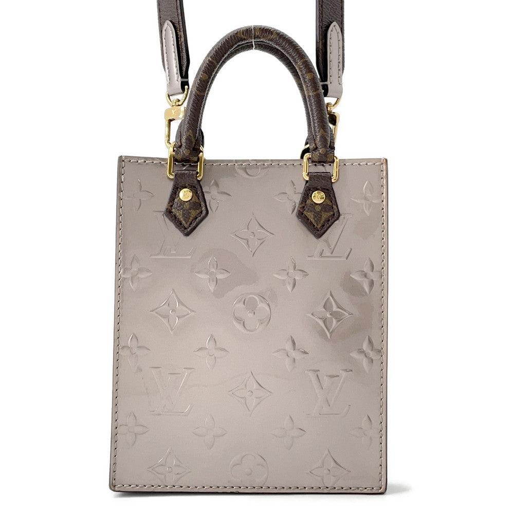 Louis Vuitton Petit Sac Plat rnis Monogram Vernis Leather Grey Handbag
