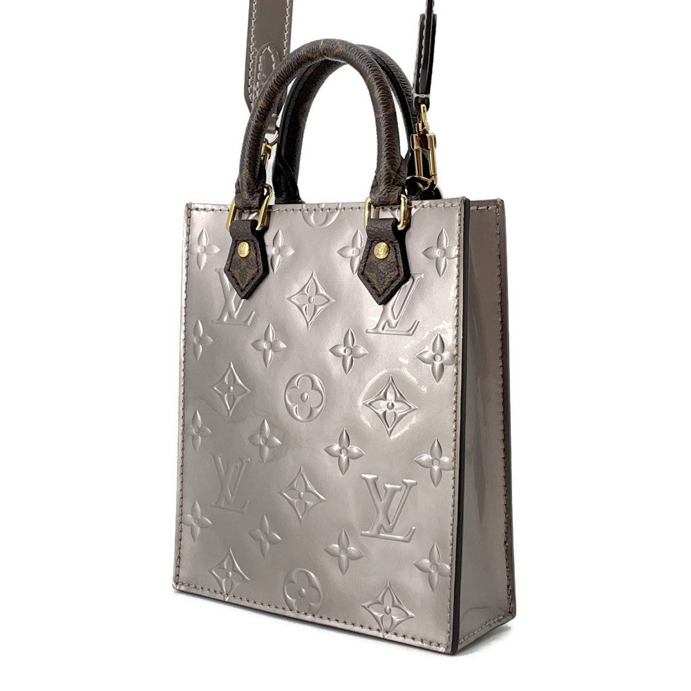 Louis Vuitton Petit Sac Plat rnis Monogram Vernis Leather Grey Handbag