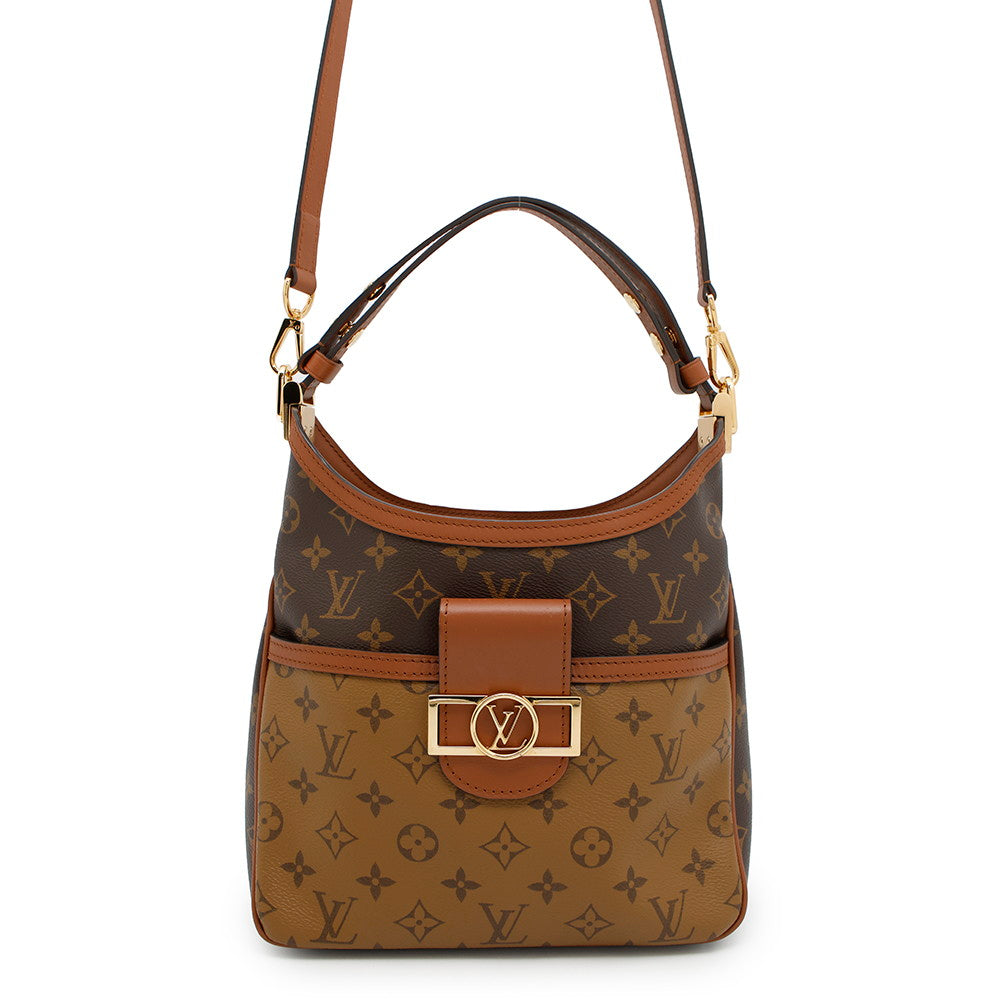 Louis Vuitton Hobo Dauphine NoirM45194 Reverse Monogram Canvas Shoulder Bag