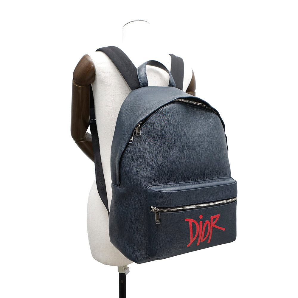 Dior Backpack Stã¼Ssy Collaboration Navy Handbag Leather