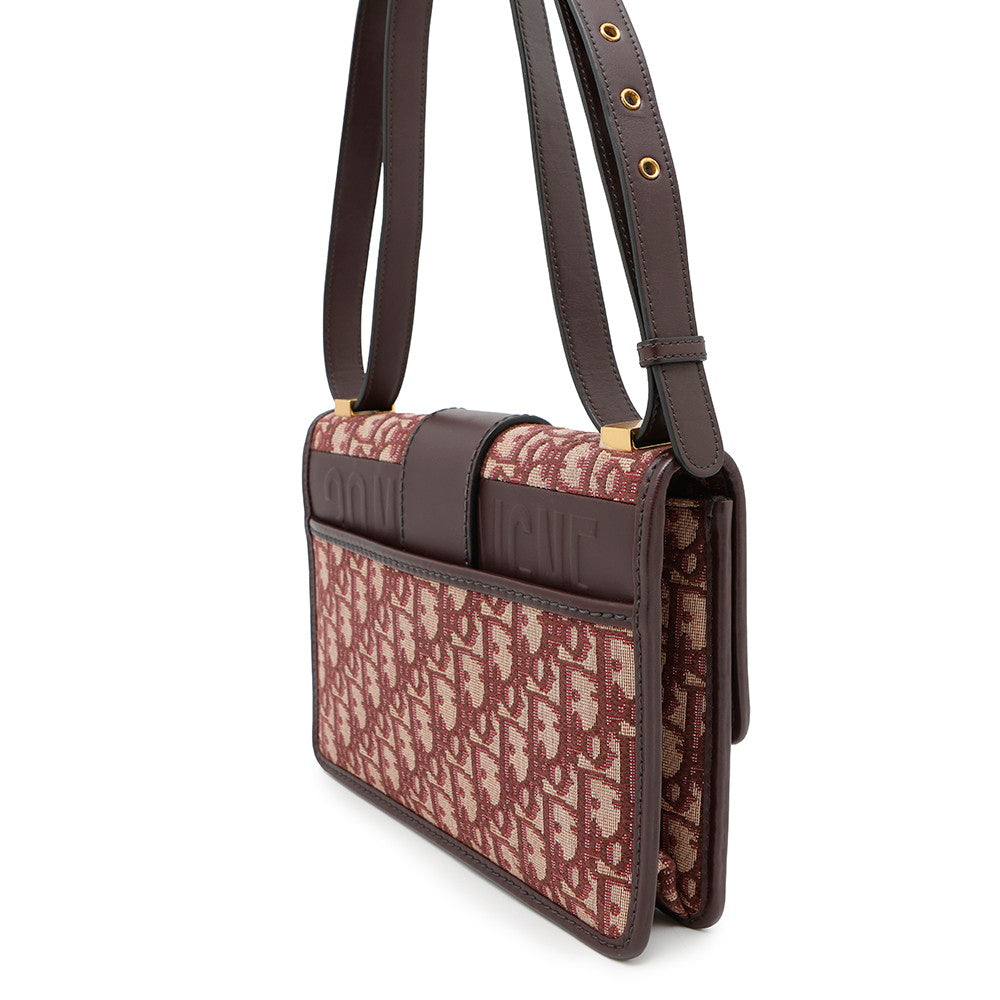 Dior Oblique Montaigne Shoulder Bag Bordeaux Leather Canvas