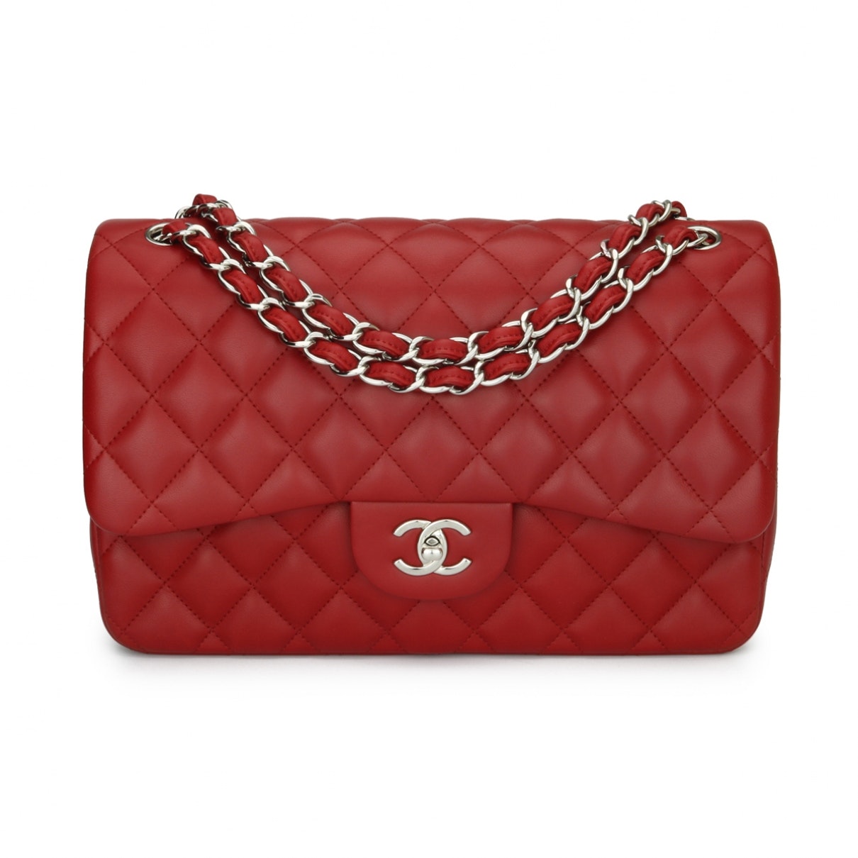 Chanel timeless/classique red leather handbag