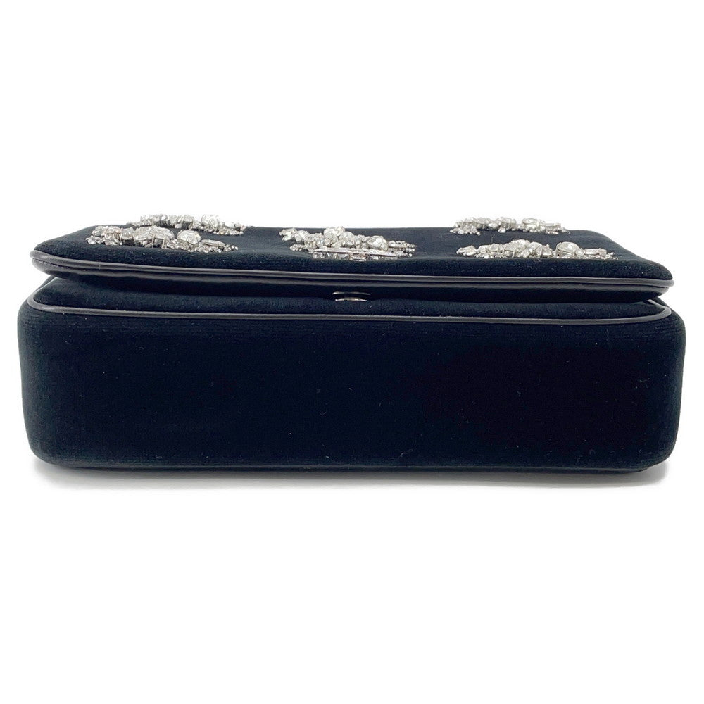 Burberry Lola Bag Tb Crystal Bag Velvet Rhinestone Black Logo Travel Bag