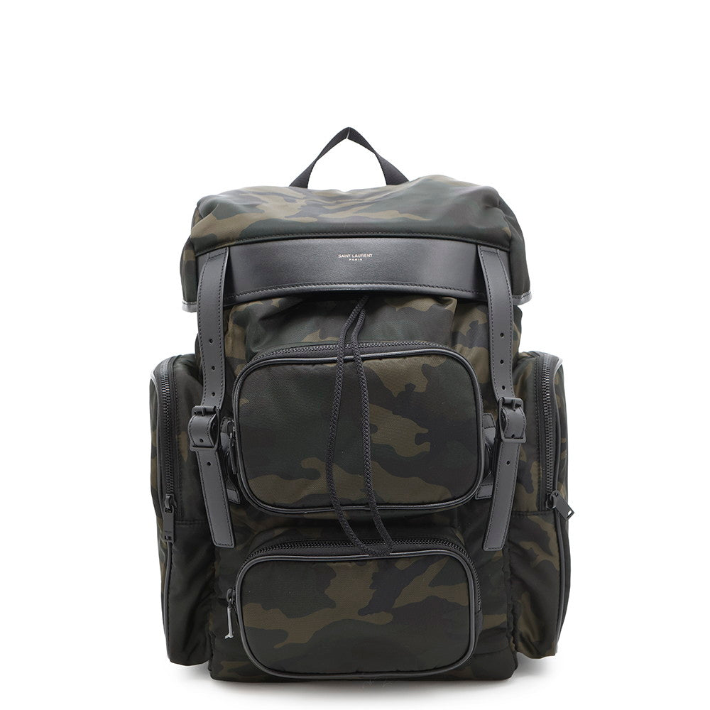 Saint Paris Hunt Backpack Camouflage Green Black437110 Leather Nylon