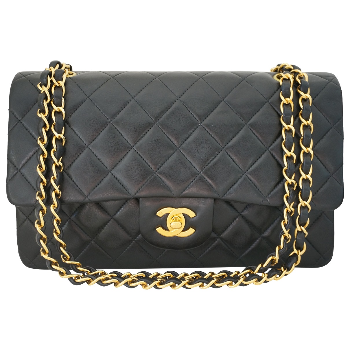 Chanel timeless/classique black leather handbag