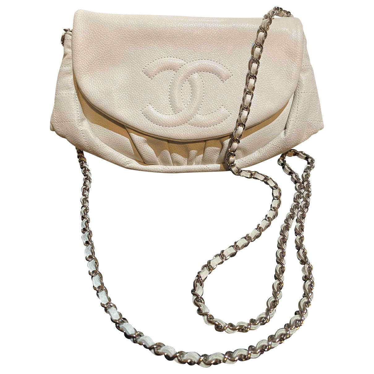 Chanel white leather handbag