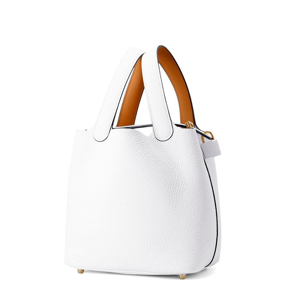 Picotin Lock Eclat New Sesame Taurillon Clemence Leather White Travel Bag