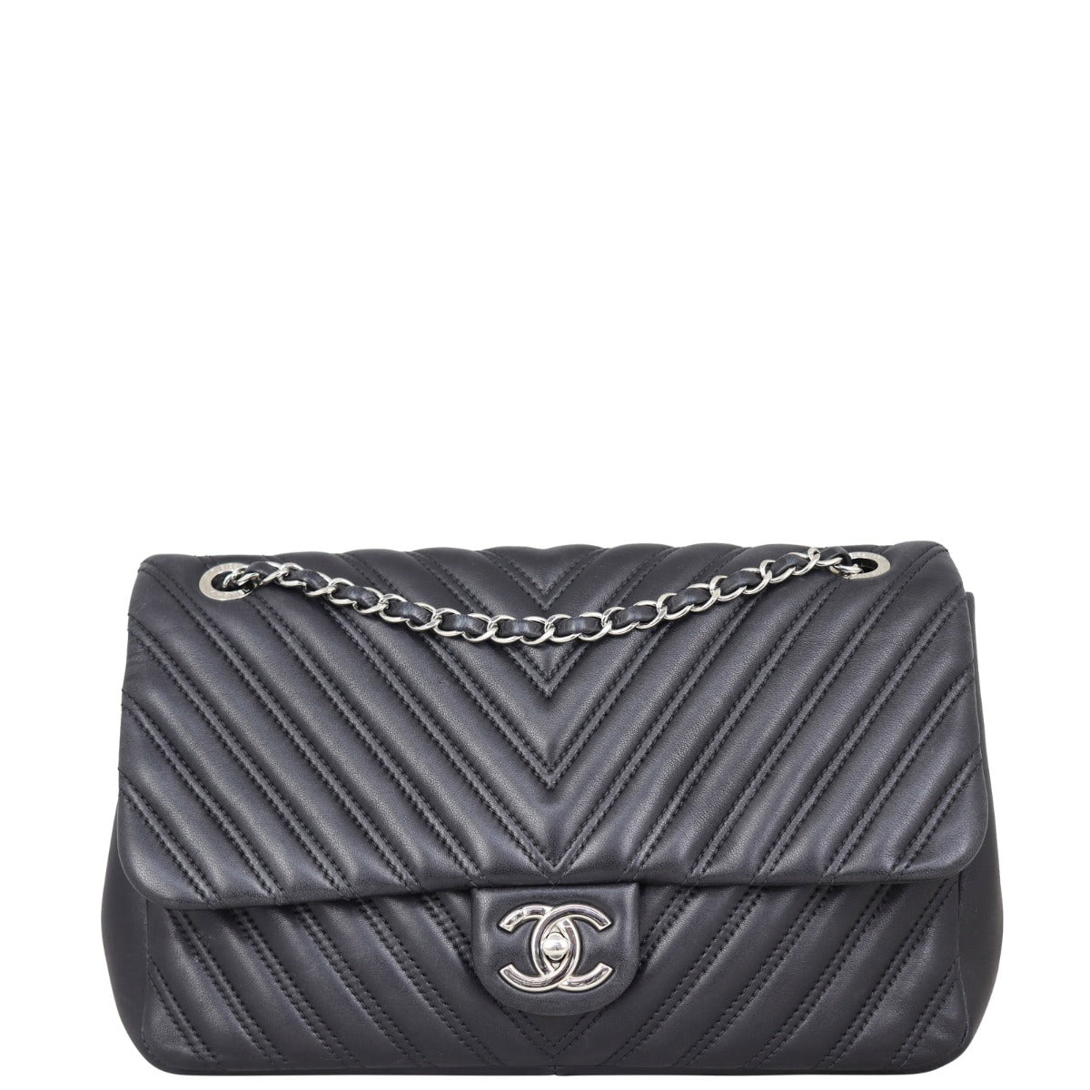 Chanel Chevron Double Stitch Single Jumbo Handbag Flap
